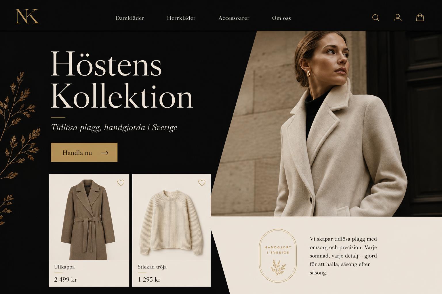 Ateljé Luxe — exempel på E-handel & Mode hemsida